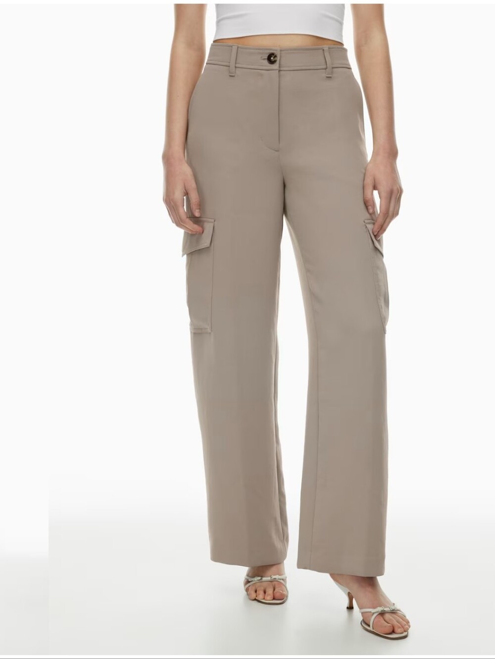 Aritzia Wilfred Bridger Cargo Pant Wide Leg Crepette Taupe Grey High Rise 00